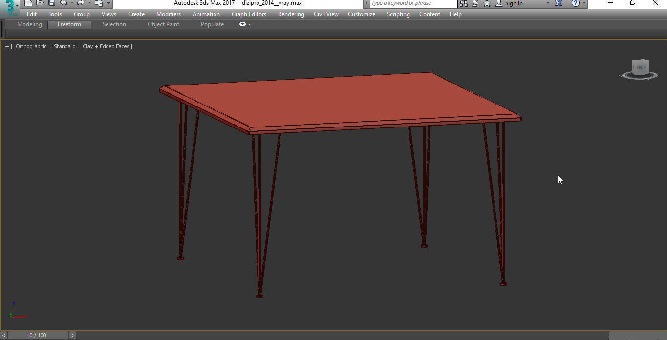 Gam Home FLAMINGO SQUARE COFFEE TABLE WITH COPPER LEGS 3d model Low-poly 3D model_4