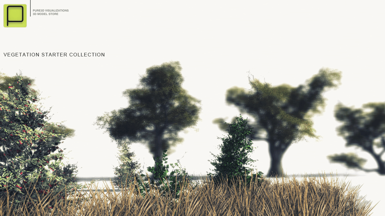 27 Mixed Vegetation Assets For Games Low-poly 3D model_12