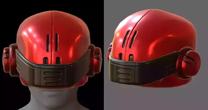 Gas mask helmet 3d model scifi Low-poly 