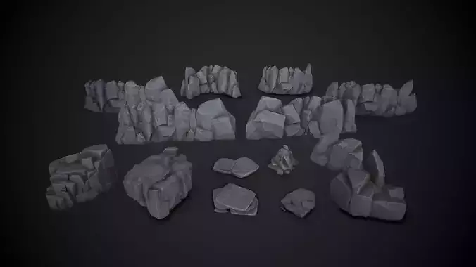 Stylized Rock Pack Low-poly 3D model
