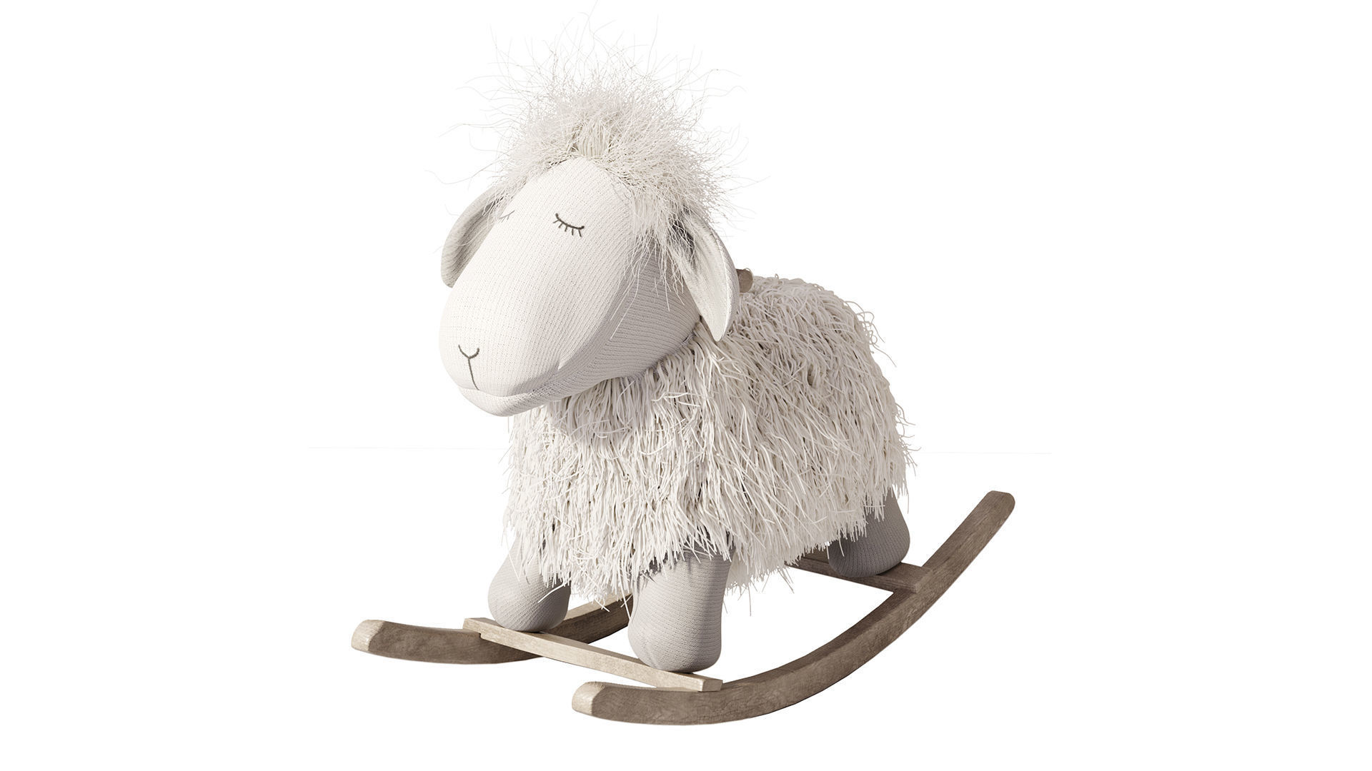 Rocking wool plush Lamb chair toy Rocker for Kids Room 3D model_10