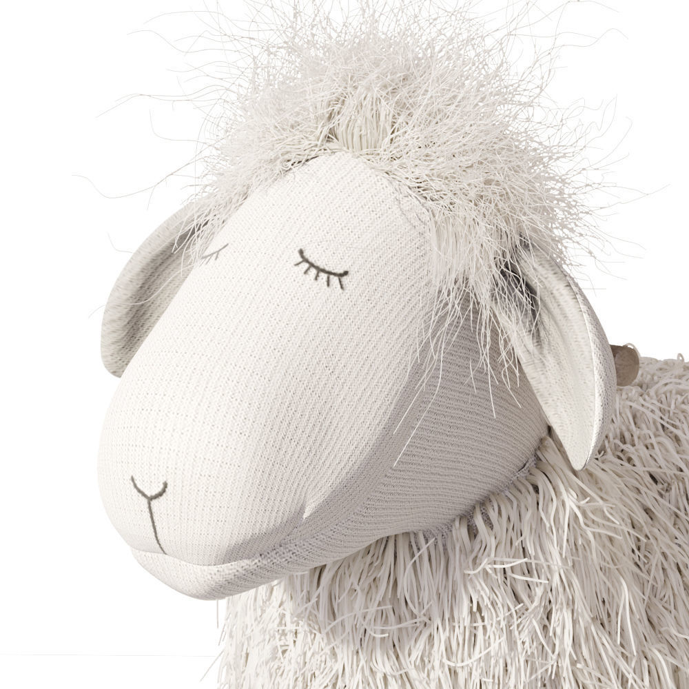 Rocking wool plush Lamb chair toy Rocker for Kids Room 3D model_6