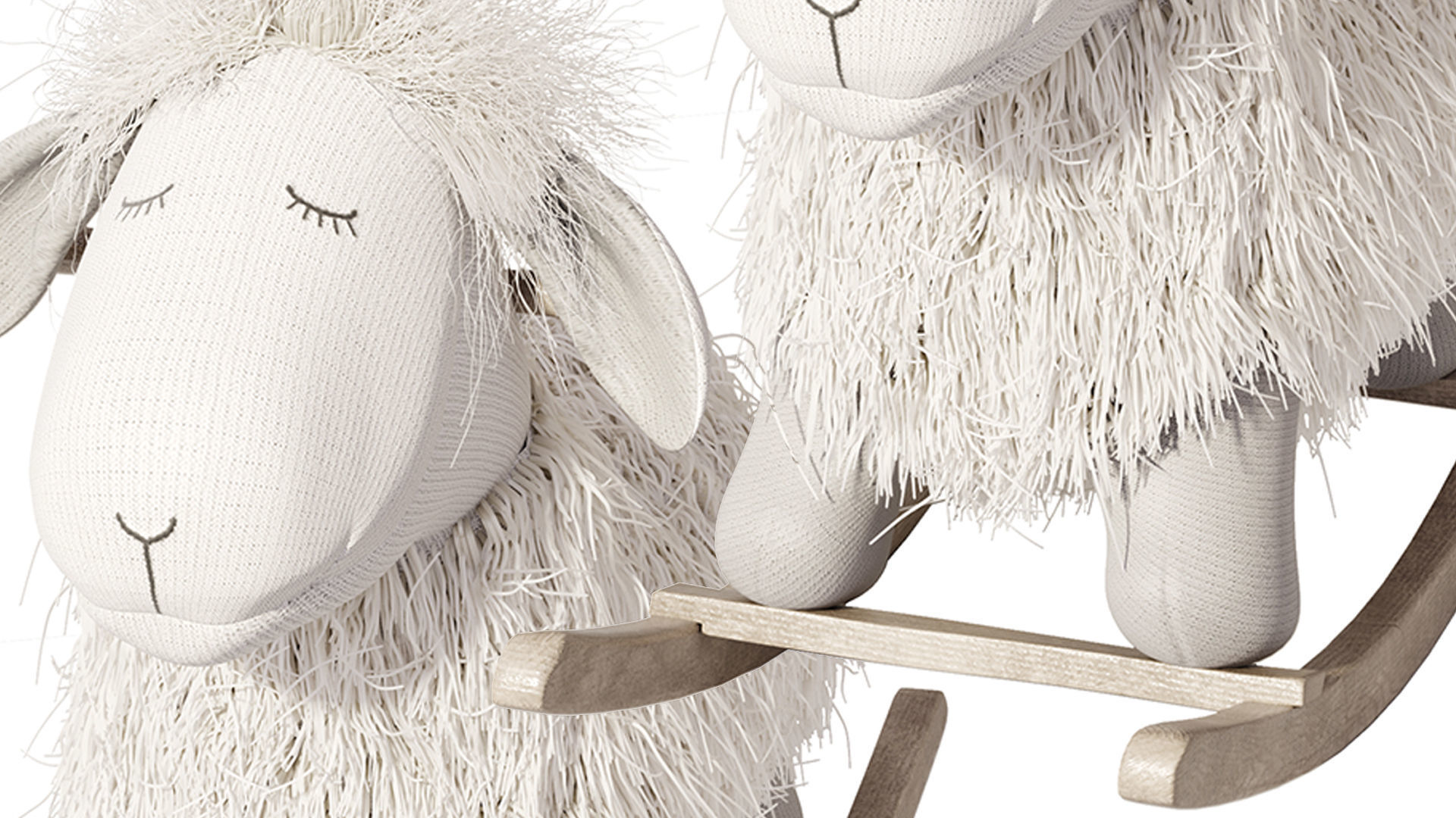 Rocking wool plush Lamb chair toy Rocker for Kids Room 3D model_14