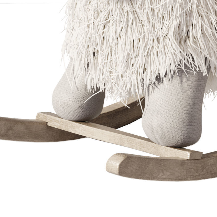 Rocking wool plush Lamb chair toy Rocker for Kids Room 3D model_4