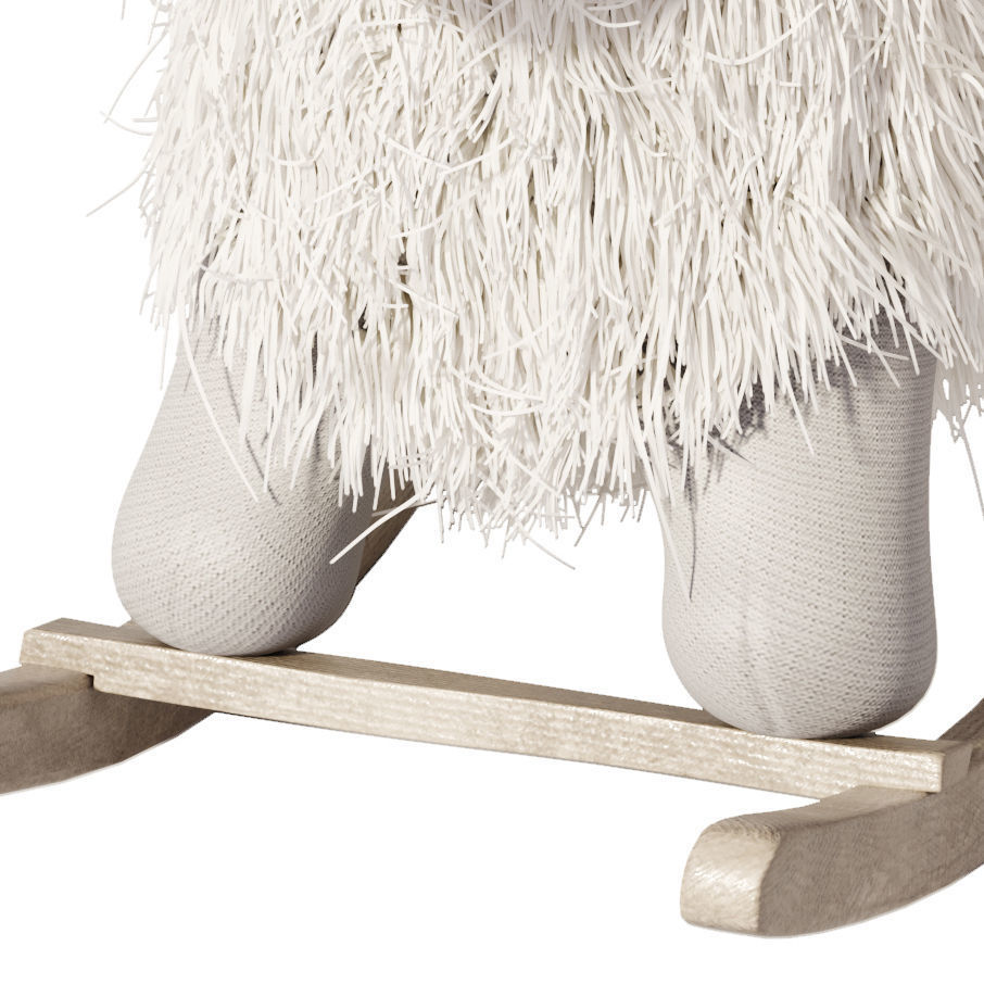 Rocking wool plush Lamb chair toy Rocker for Kids Room 3D model_3