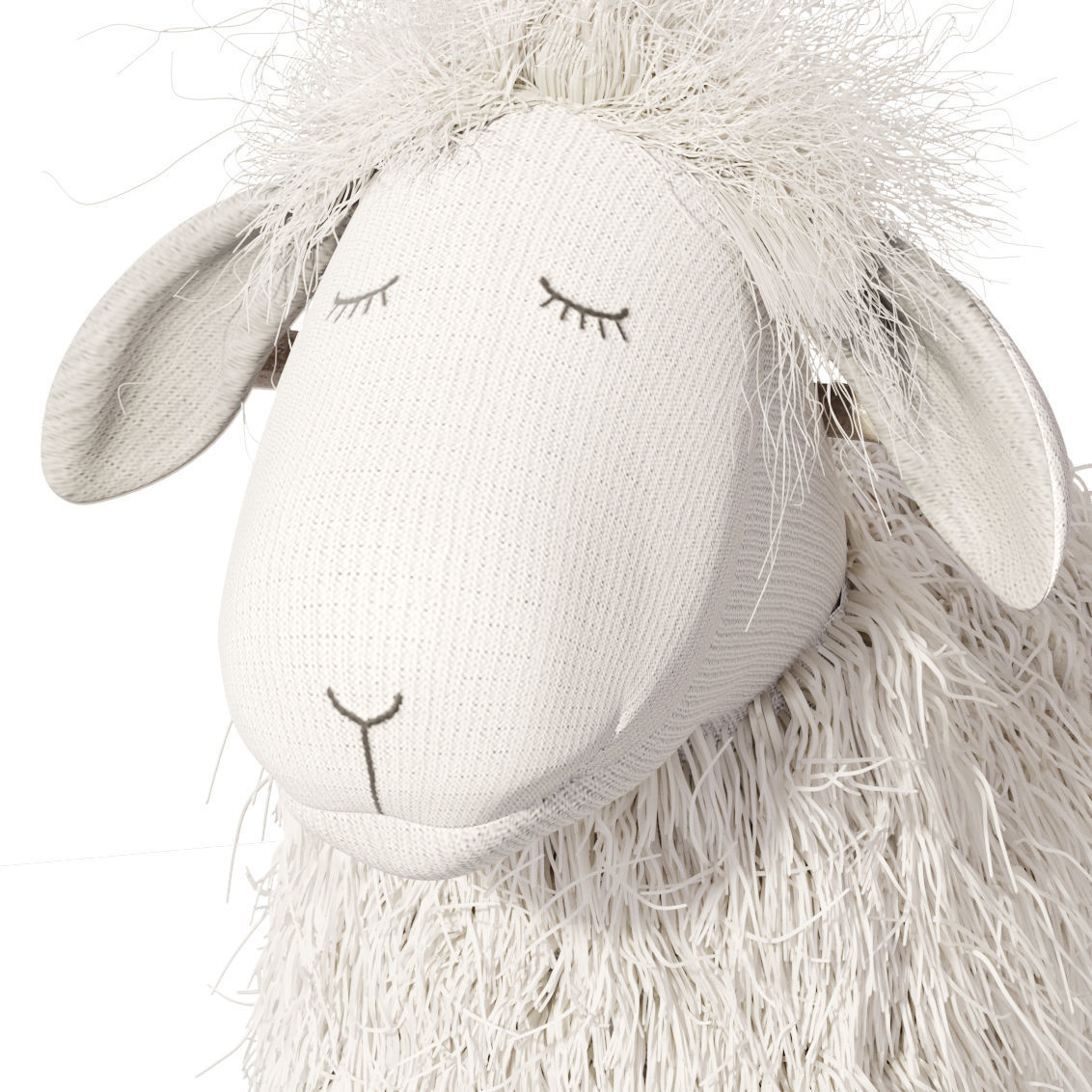 Rocking wool plush Lamb chair toy Rocker for Kids Room 3D model_5