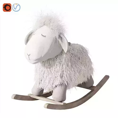 Rocking wool plush Lamb chair toy Rocker for Kids Room 3D model
