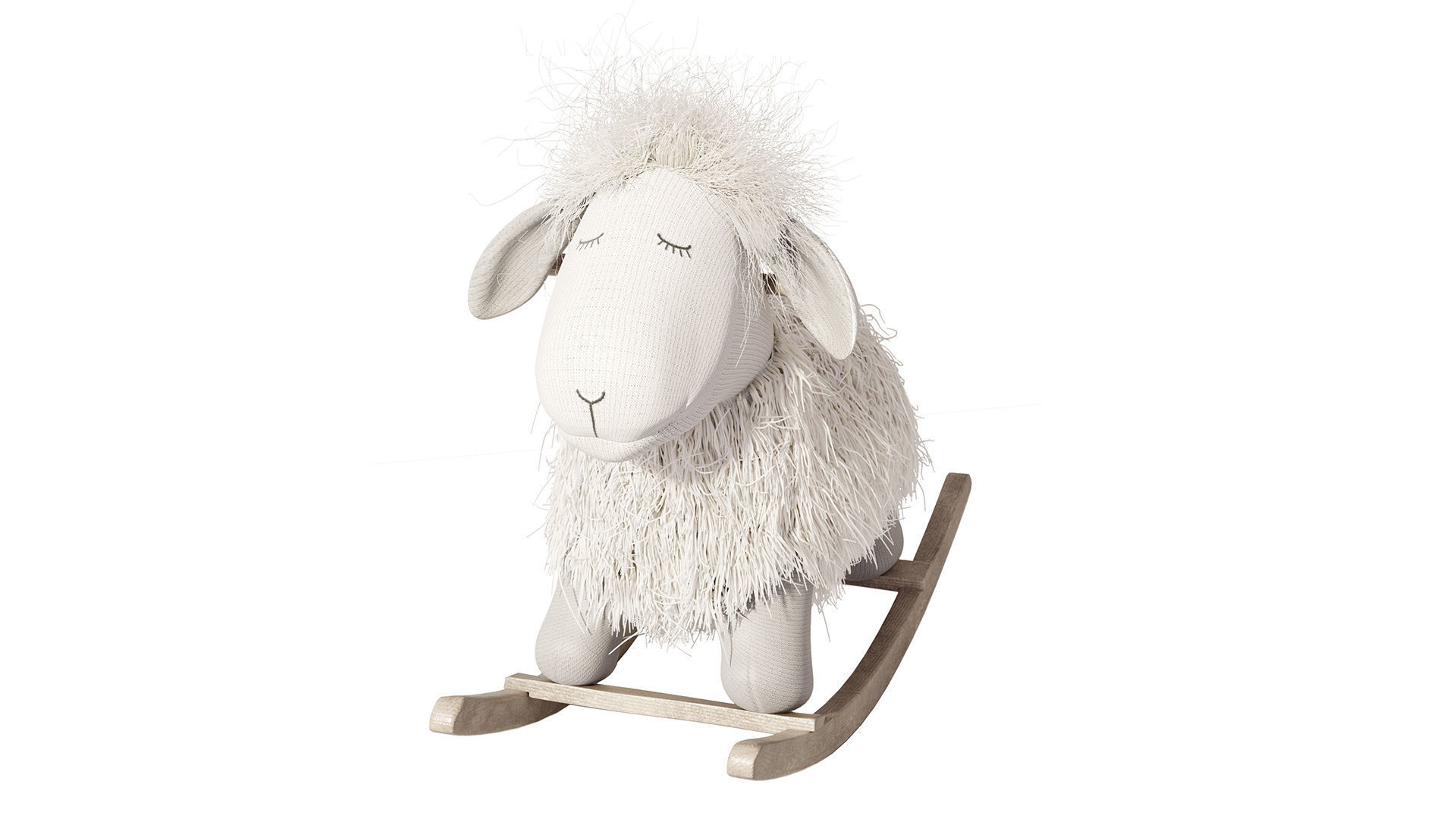 Rocking wool plush Lamb chair toy Rocker for Kids Room 3D model_11