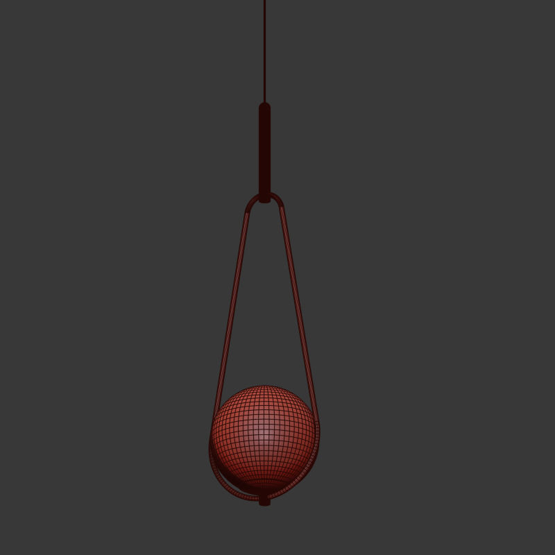 Pendant Lamp Loop Brass White Opaque Glass 3D model_4