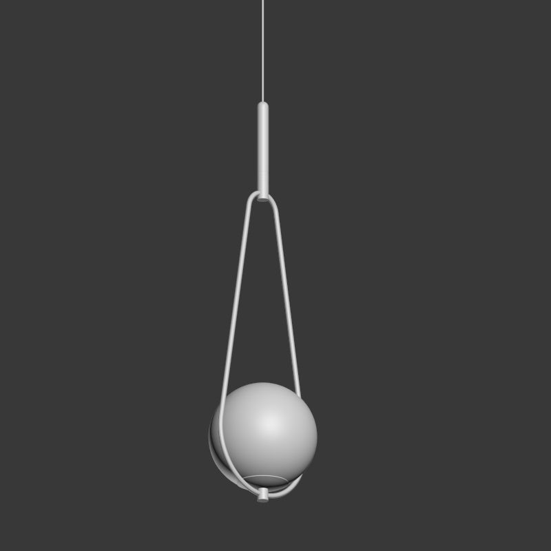 Pendant Lamp Loop Brass White Opaque Glass 3D model_3