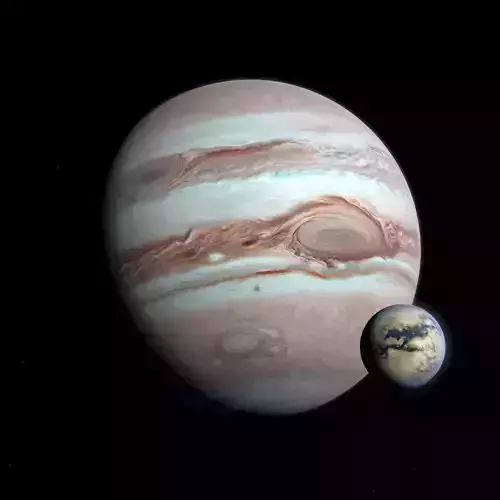 Gas Giant Planet with Moon - Alien Planet 8k Low-poly 3D model