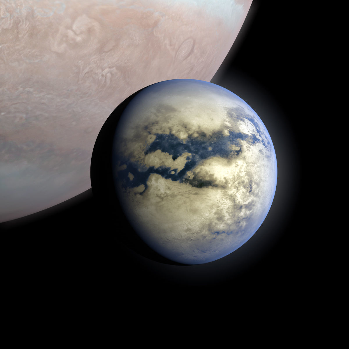 Gas Giant Planet with Moon - Alien Planet 8k Low-poly 3D model_8