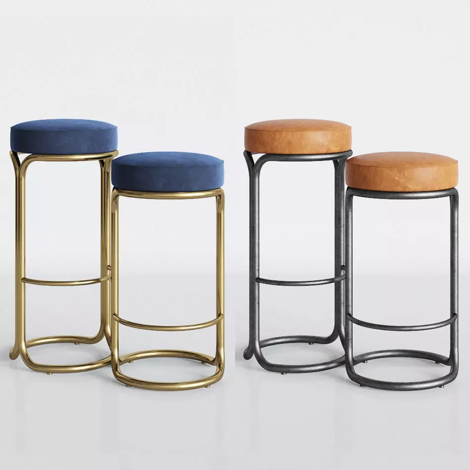 Cora Velvet Leather Bar Counter Stool Velvet 3D model