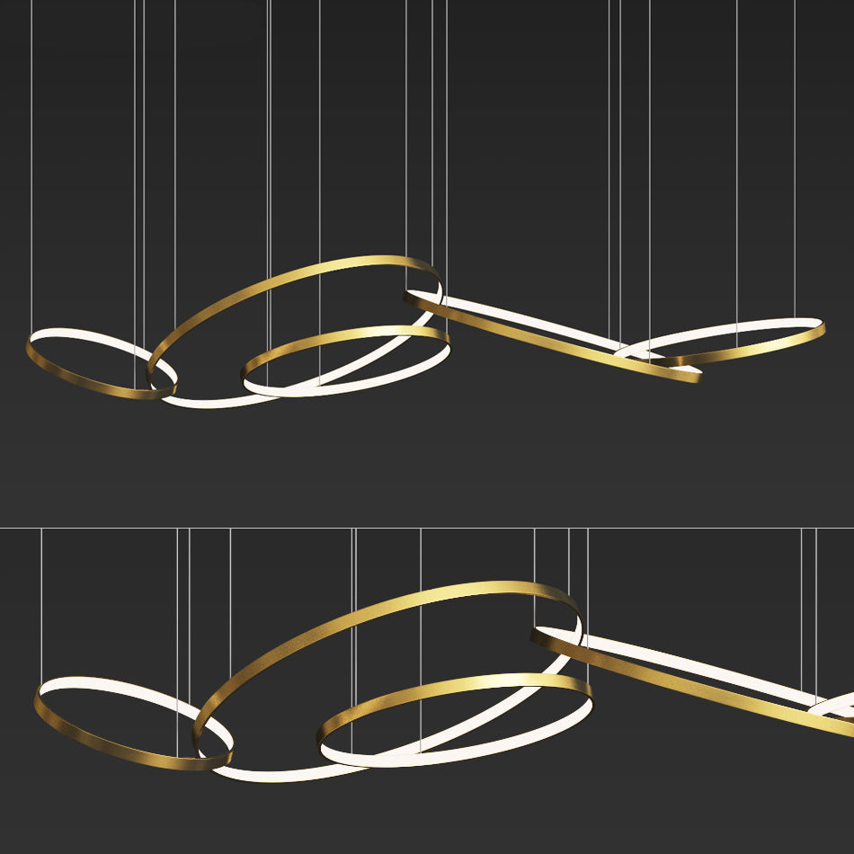 Gold Ring Chandelier 3D model CGTrader