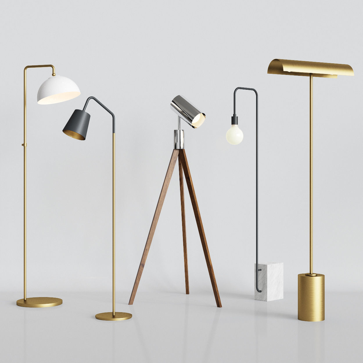 CB2 5 Floor Lamps Set 3 3D model CGTrader