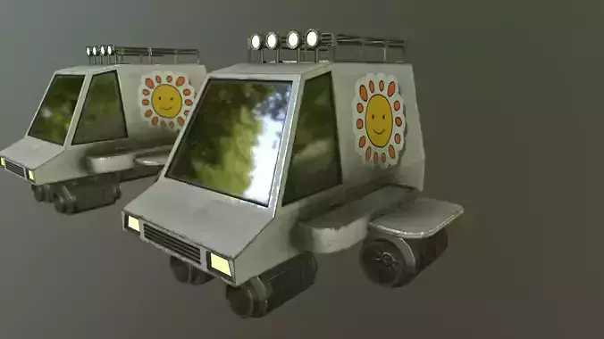 Stylized Cyberpunk Car With 2 Texture Low-poly 3D model