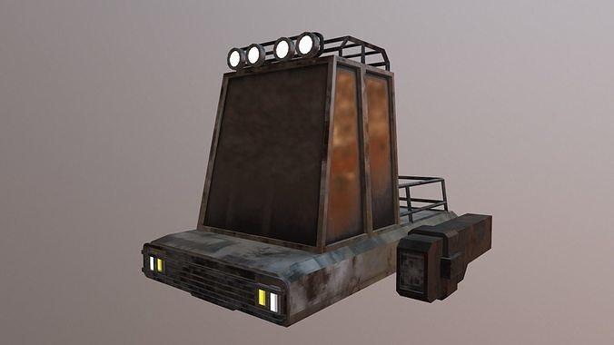 Cartoon Cyberpunk Car With 2 Texture Low-poly 3D model 5