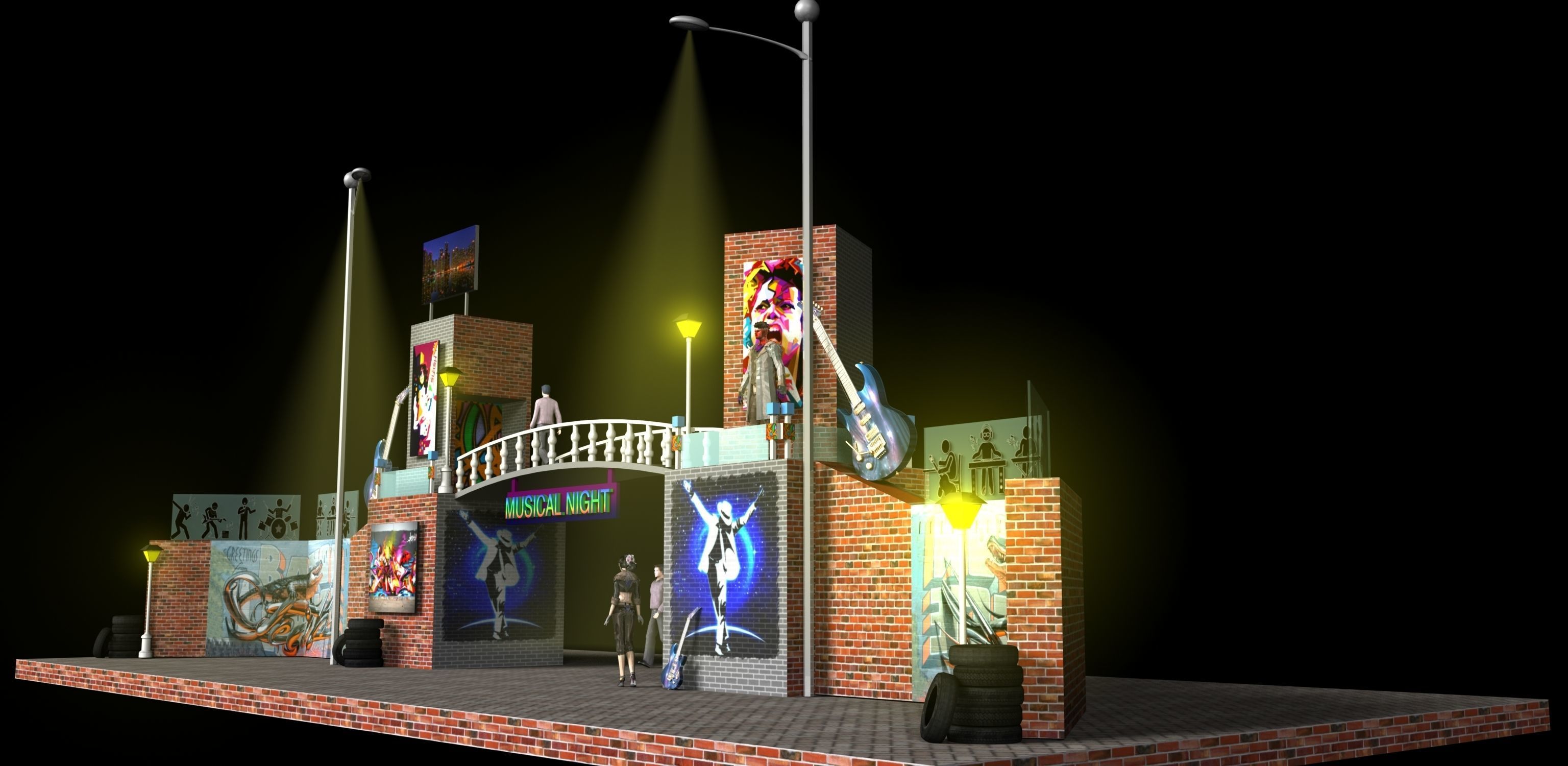 3d musical stage design 3D model_7