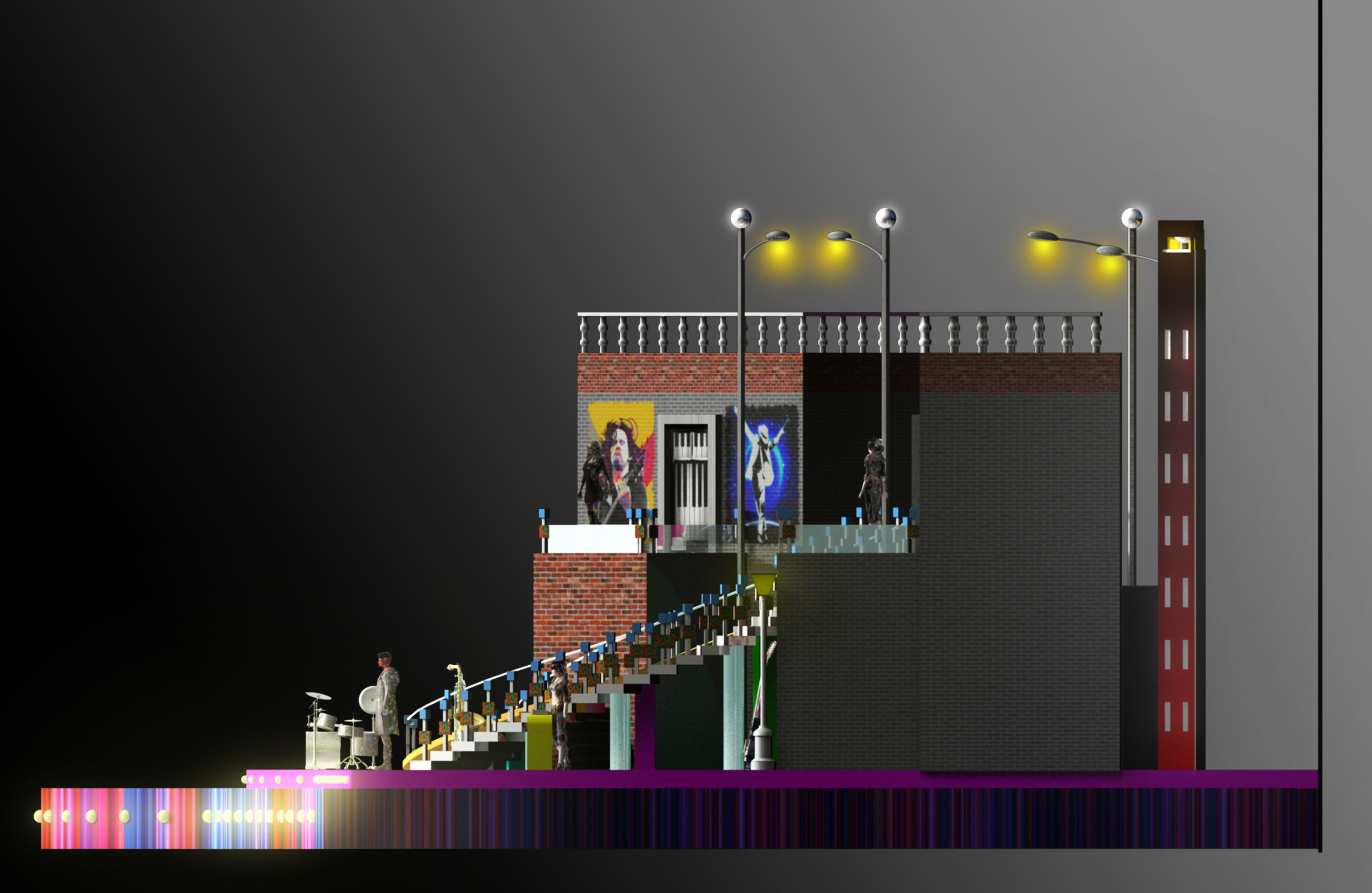 3d musical stage design 3D model_3