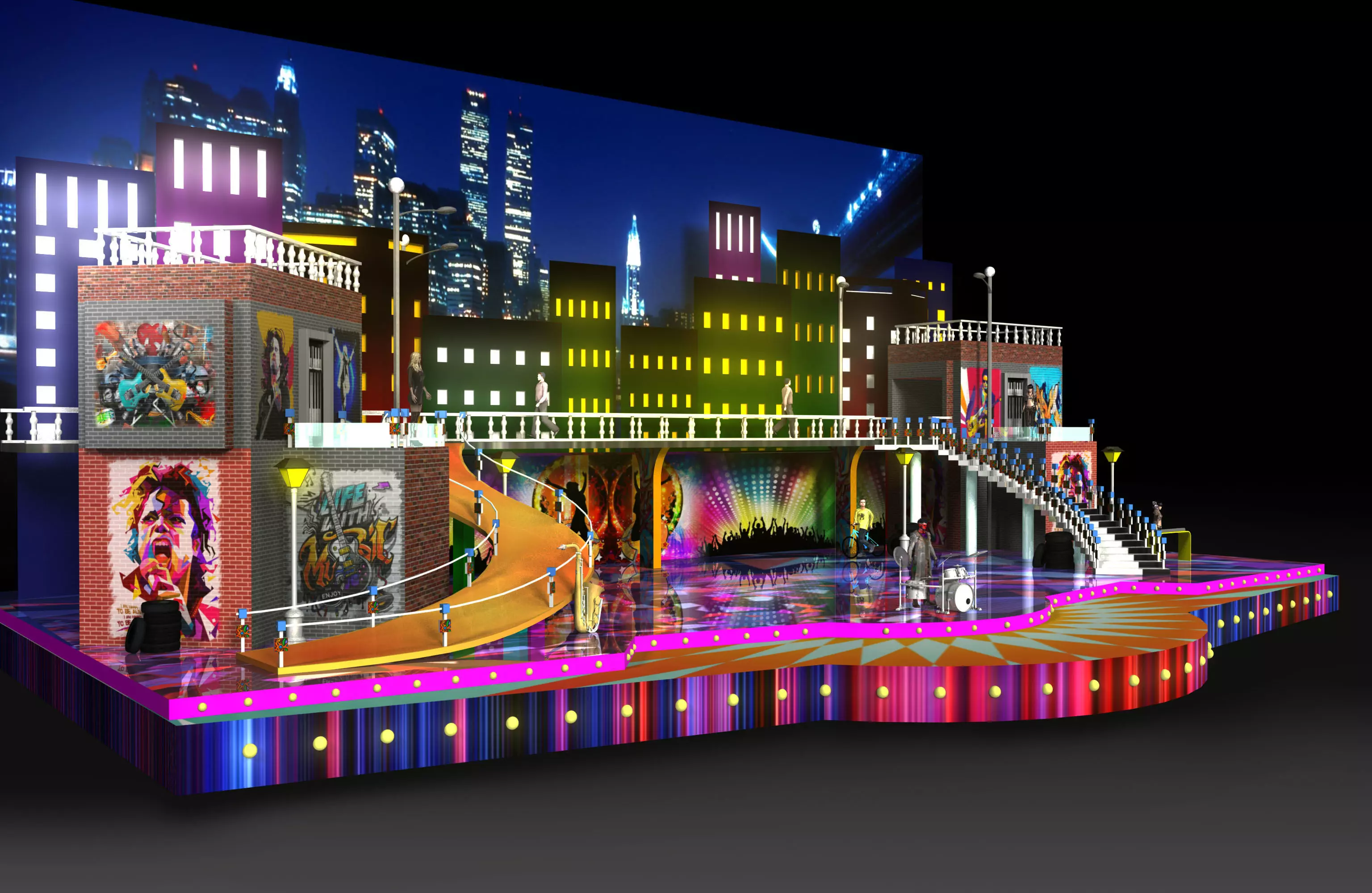3d musical stage design 3D model_0