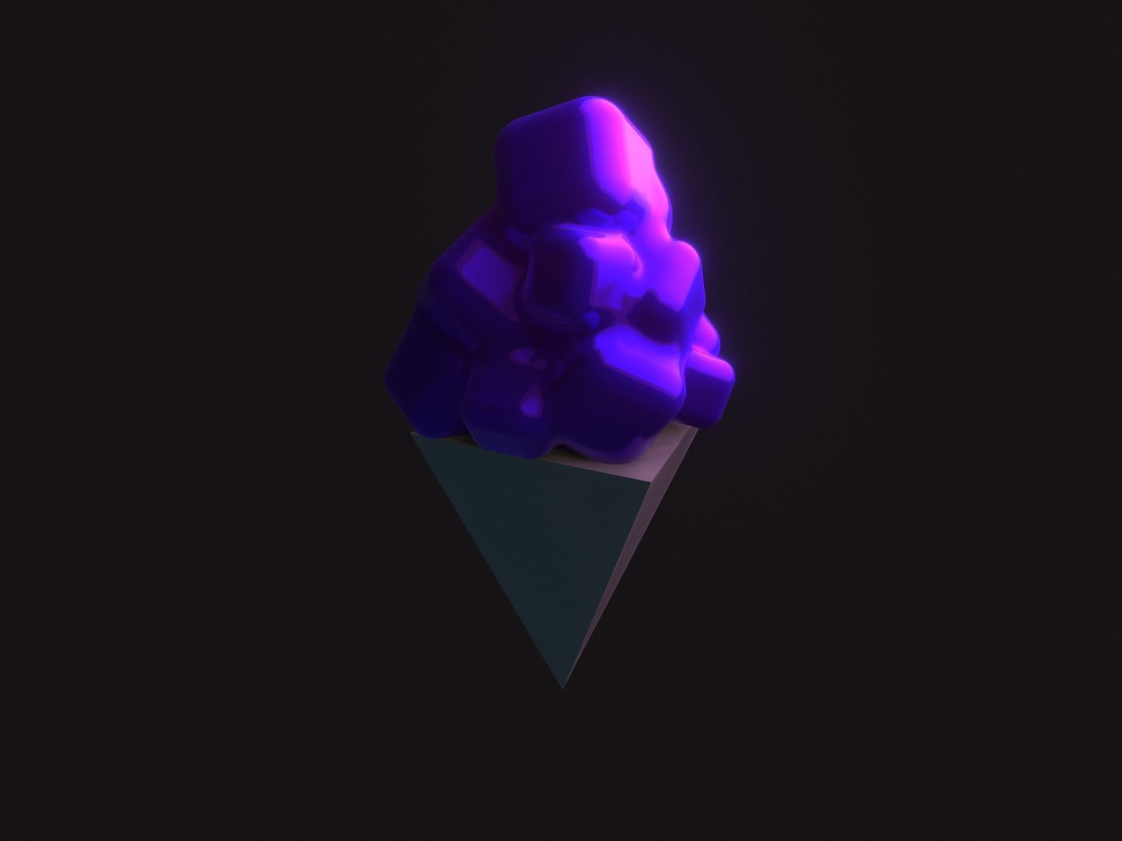Low-poly Lavender Icecream 3D model_1