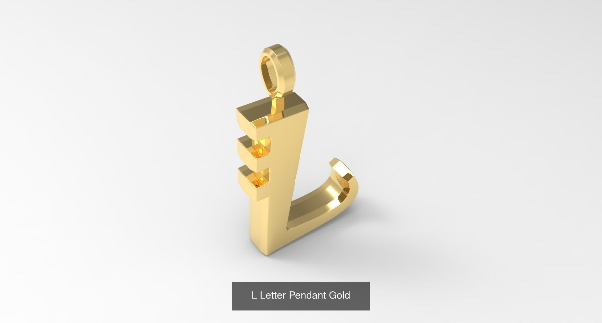 A to Z alphabetical pendants gold 3D Model Collection_15