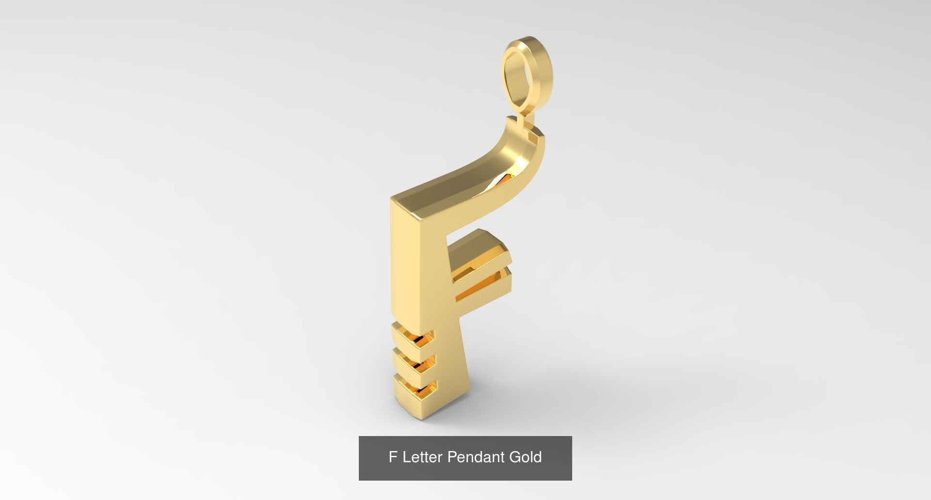 A to Z alphabetical pendants gold 3D Model Collection_9