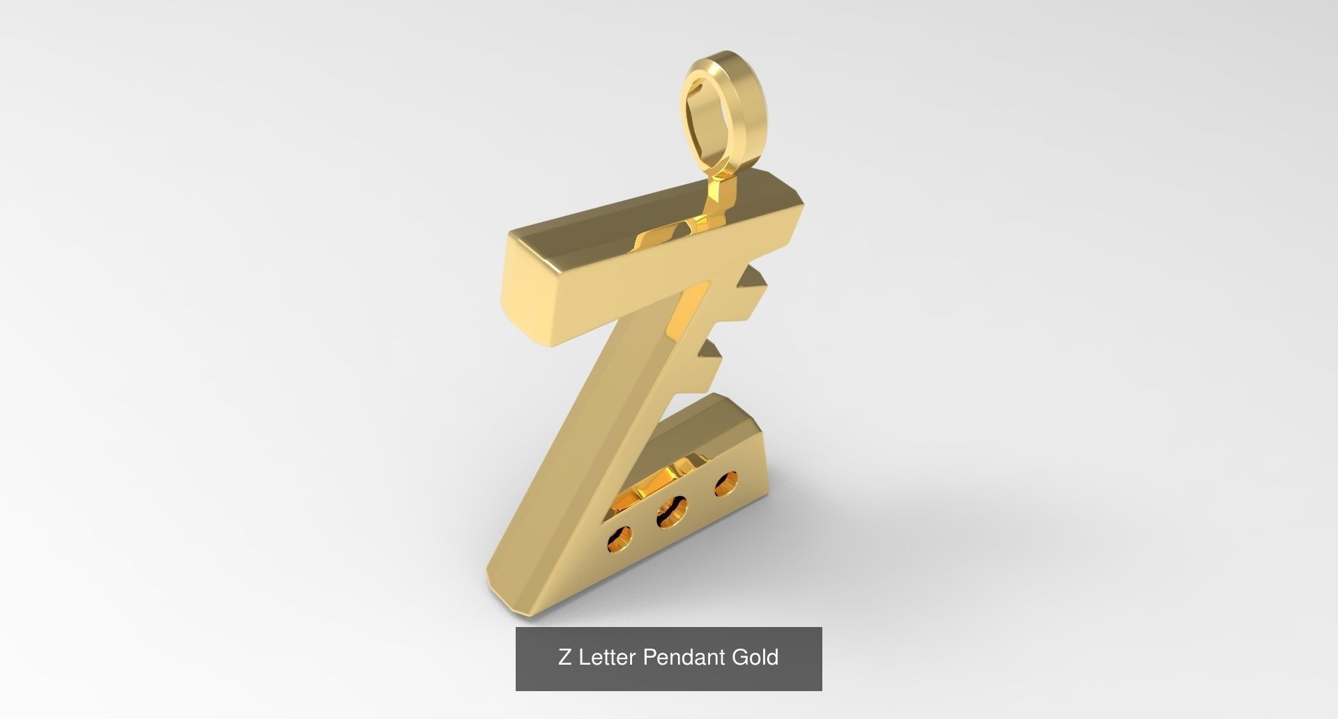 A to Z alphabetical pendants gold 3D Model Collection_29