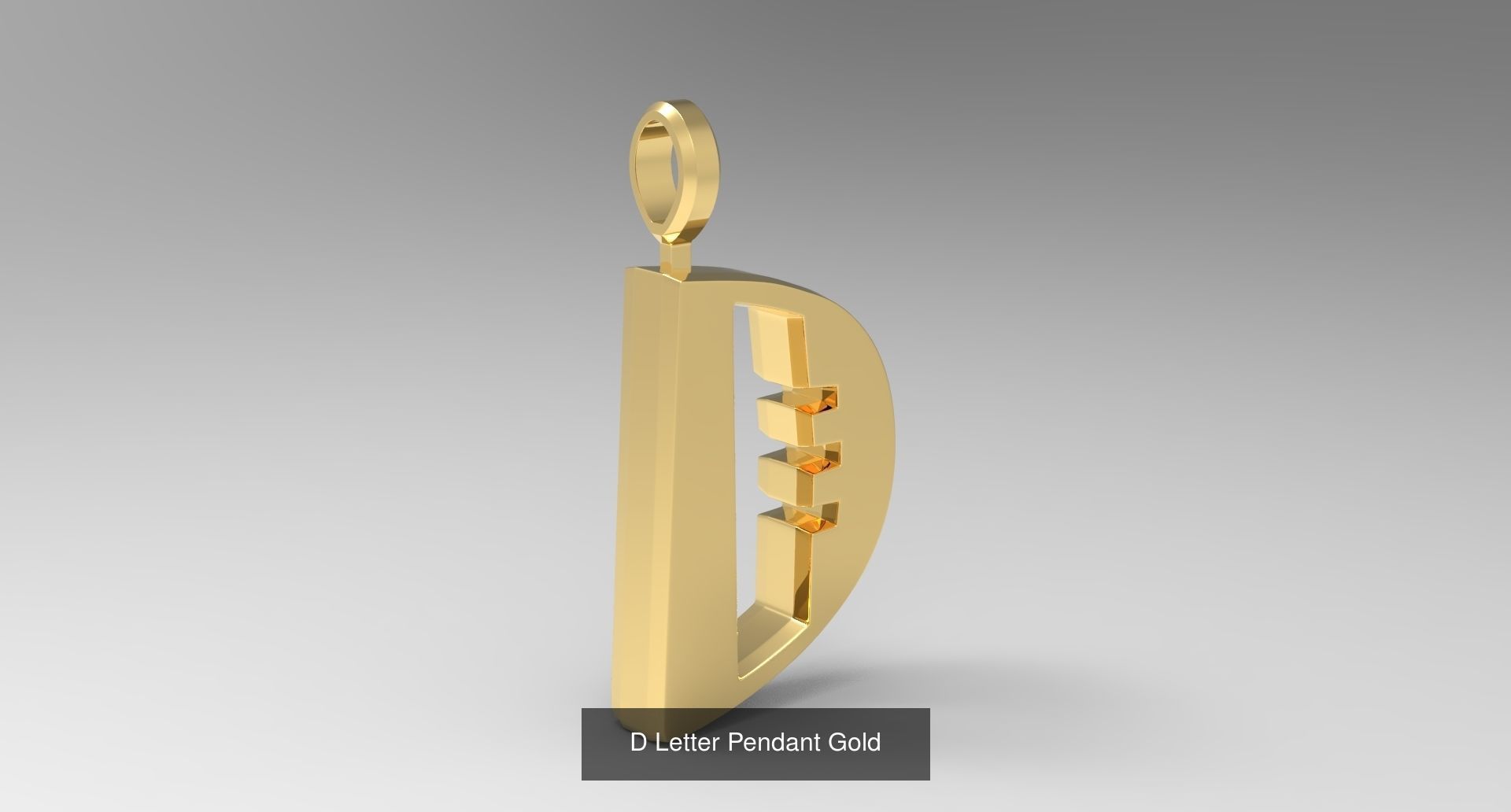 A to Z alphabetical pendants gold 3D Model Collection_7