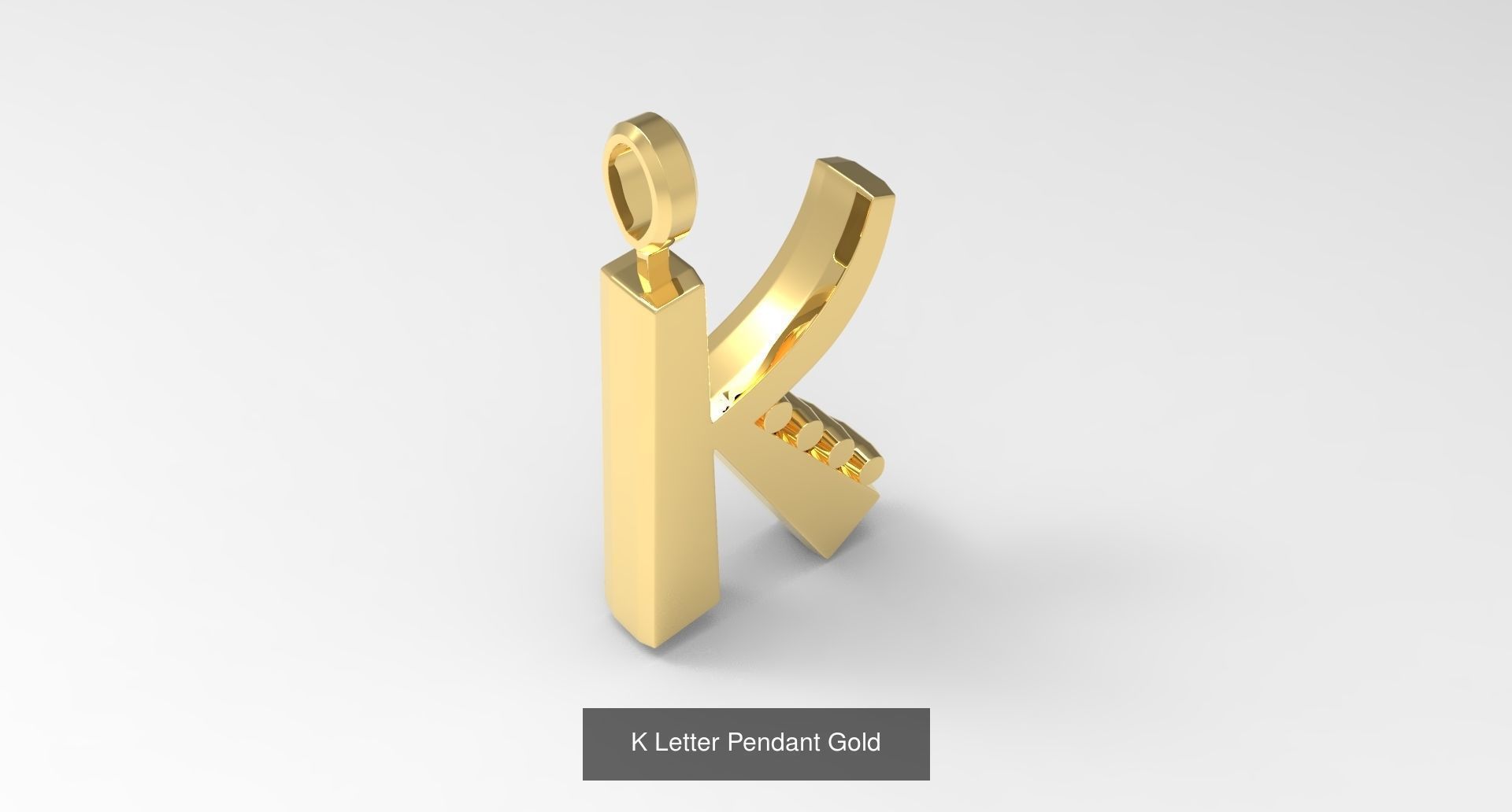 A to Z alphabetical pendants gold 3D Model Collection_14