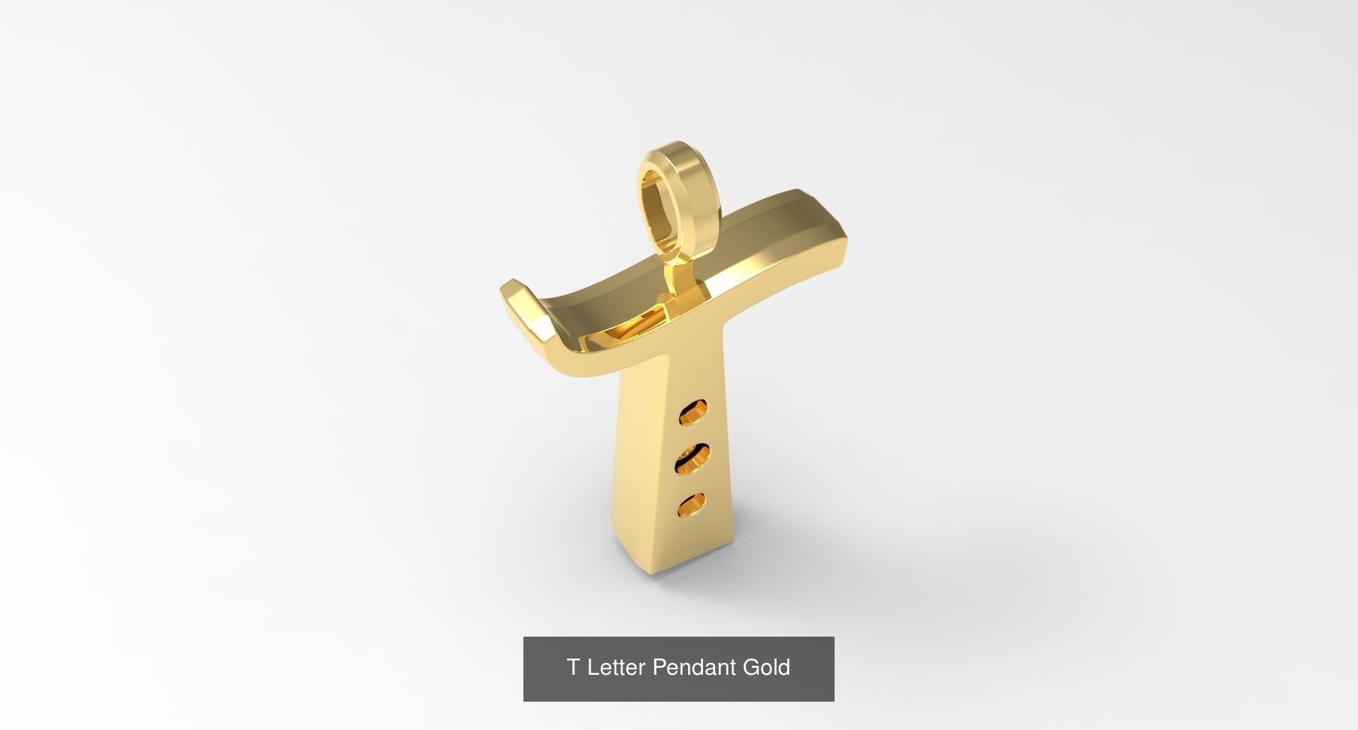 A to Z alphabetical pendants gold 3D Model Collection_23