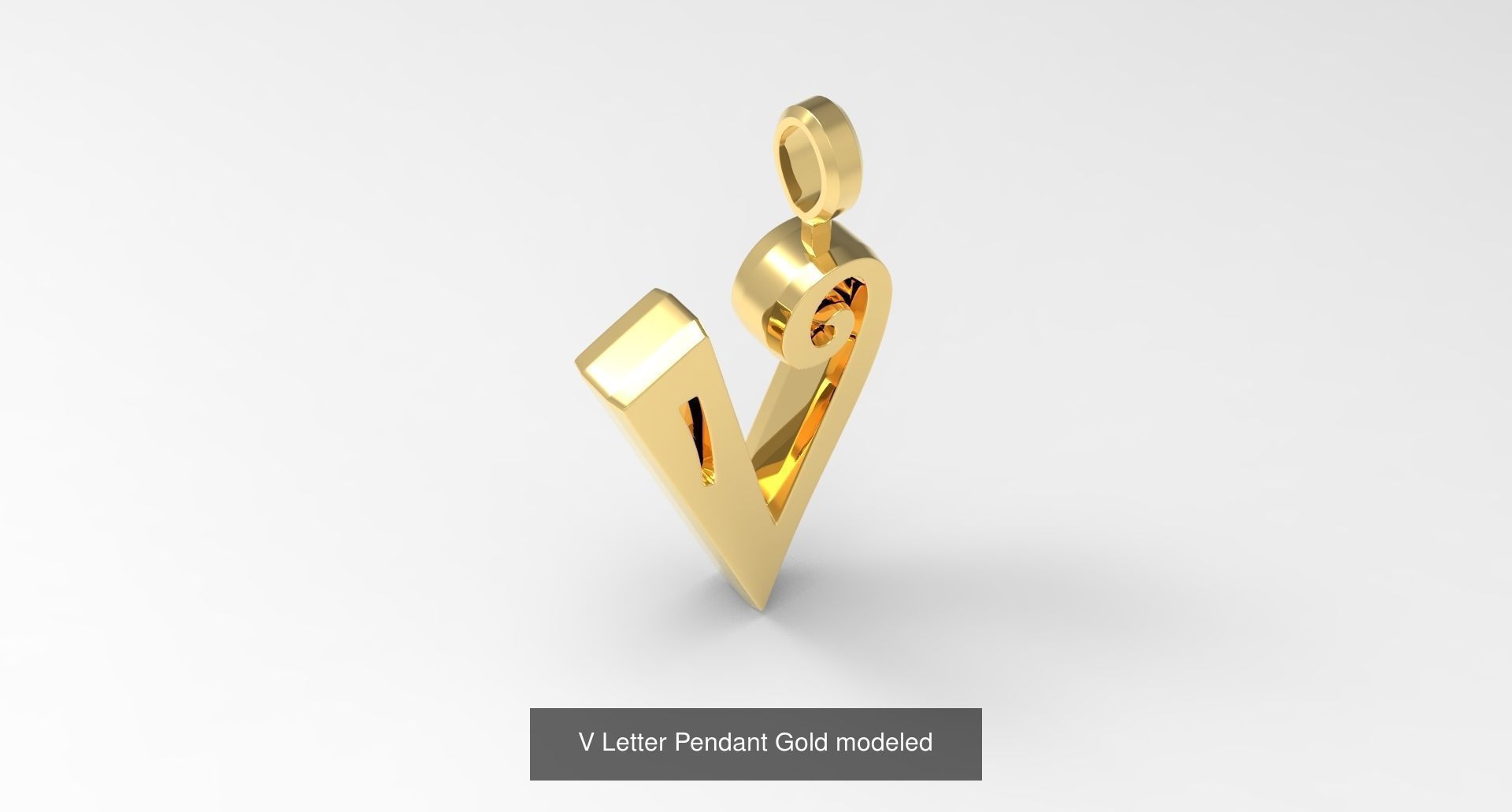 A to Z alphabetical pendants gold 3D Model Collection_25