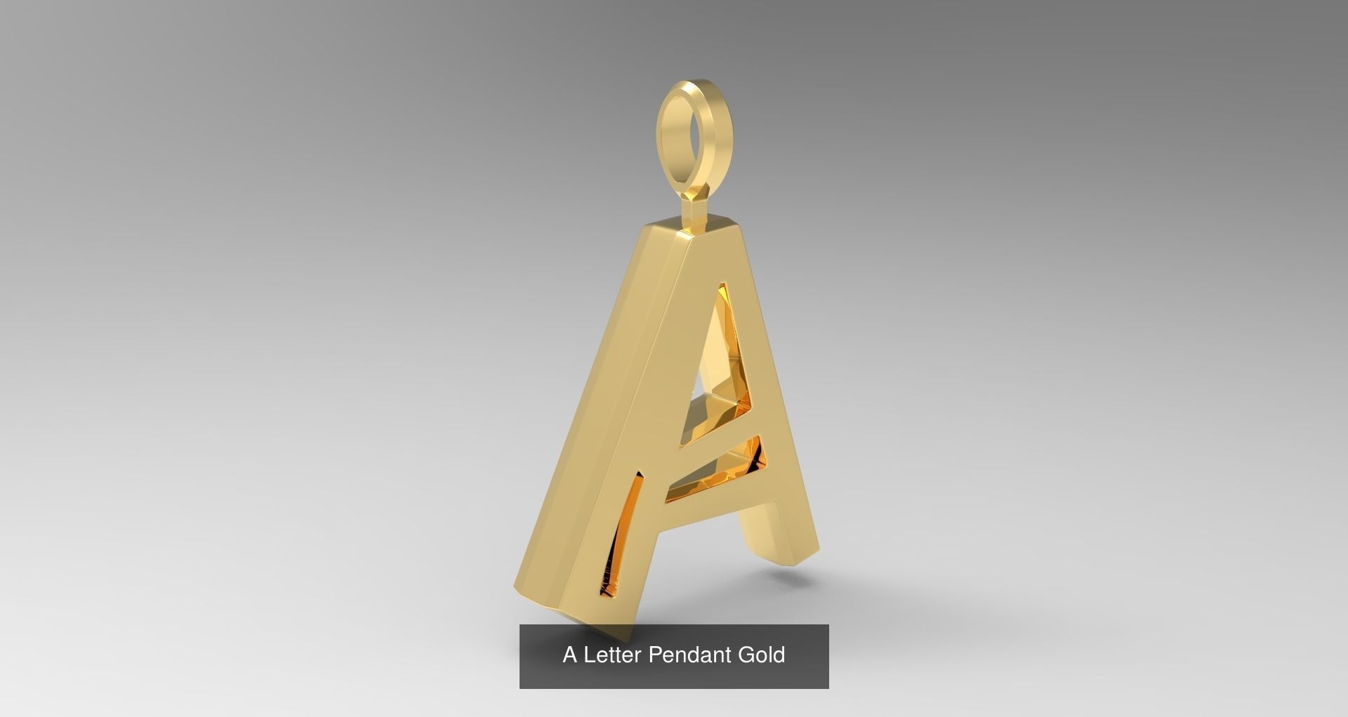 A to Z alphabetical pendants gold 3D Model Collection_4