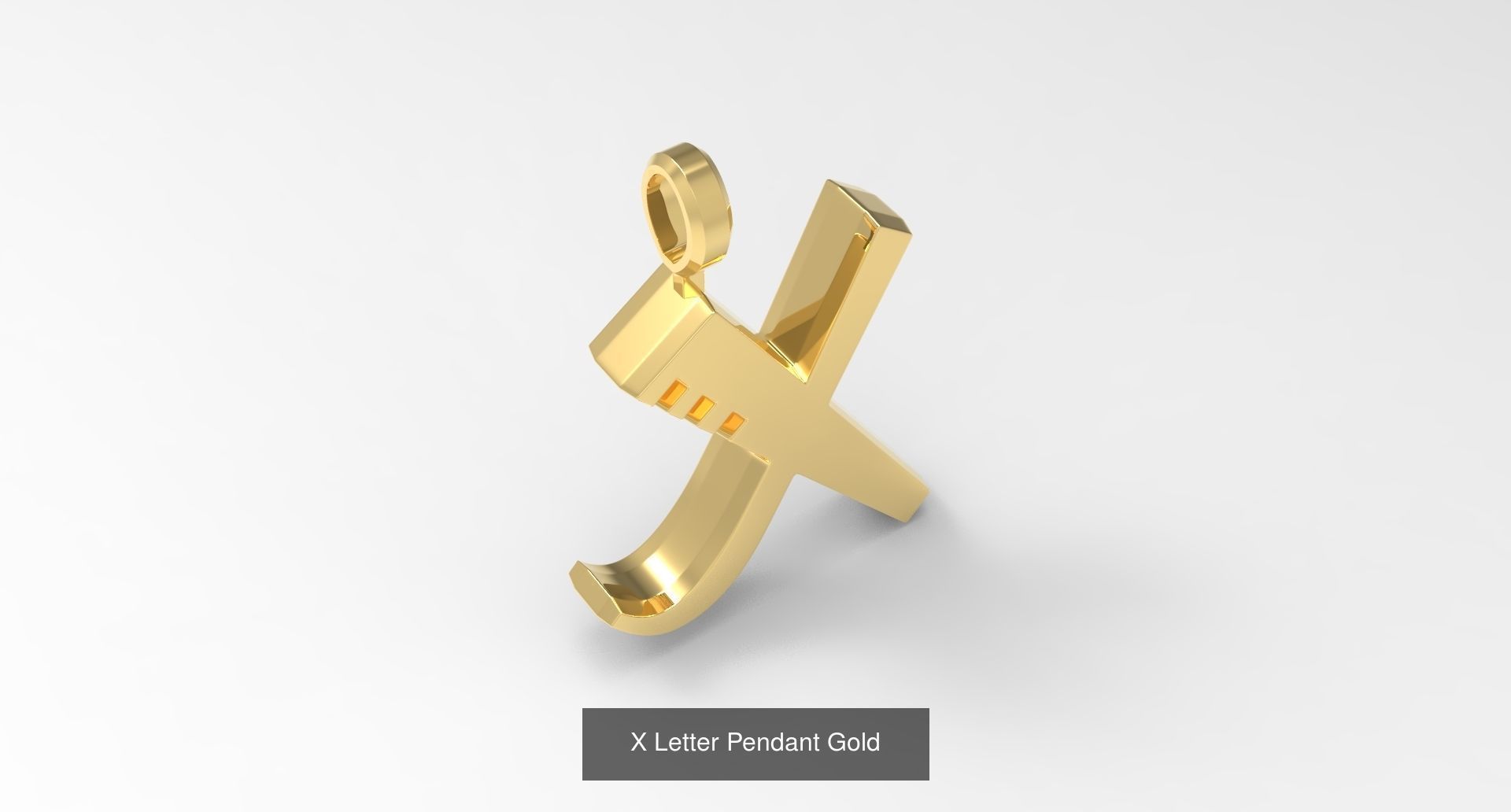 A to Z alphabetical pendants gold 3D Model Collection_27
