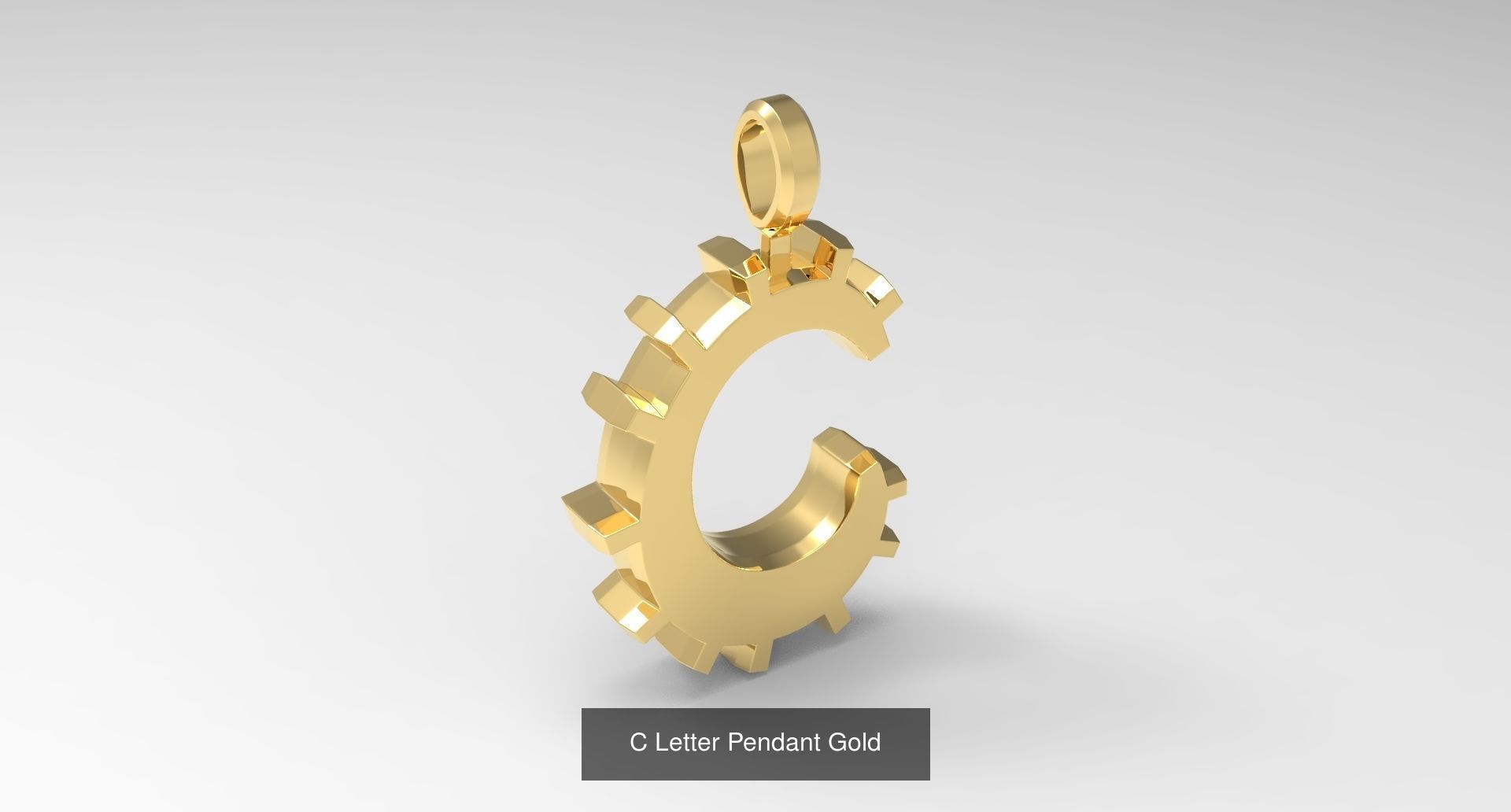 A to Z alphabetical pendants gold 3D Model Collection_6