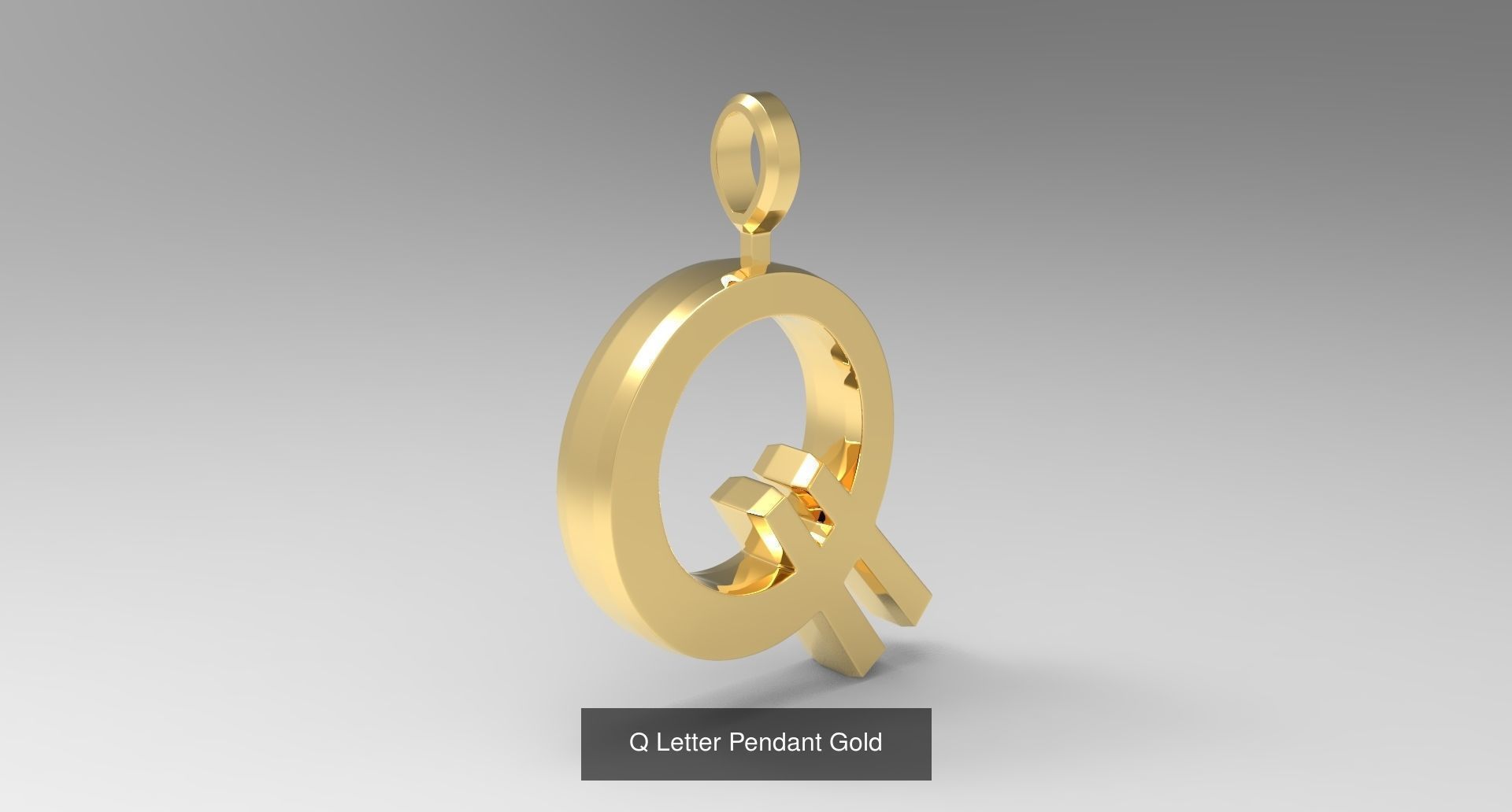 A to Z alphabetical pendants gold 3D Model Collection_20