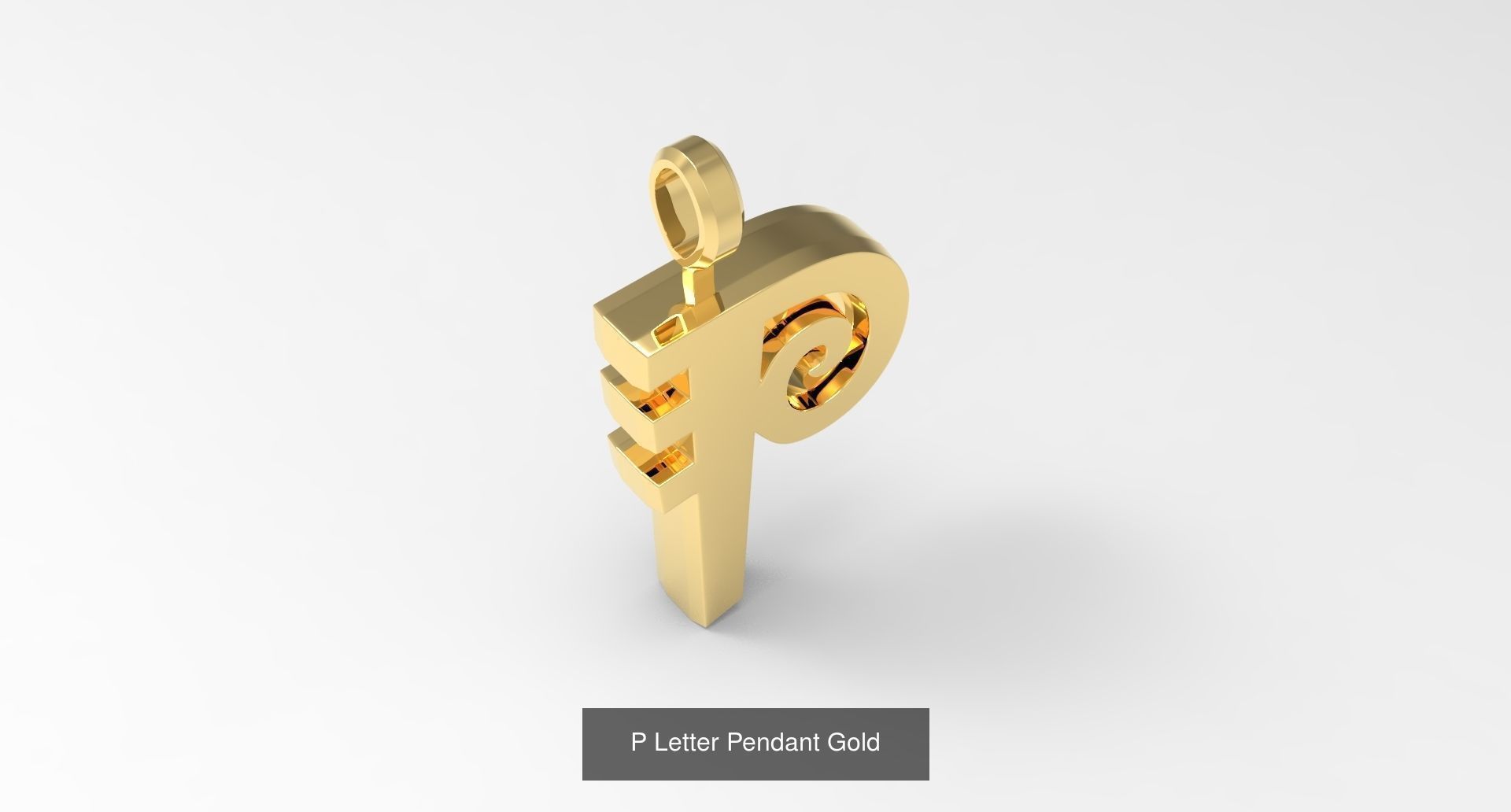 A to Z alphabetical pendants gold 3D Model Collection_19