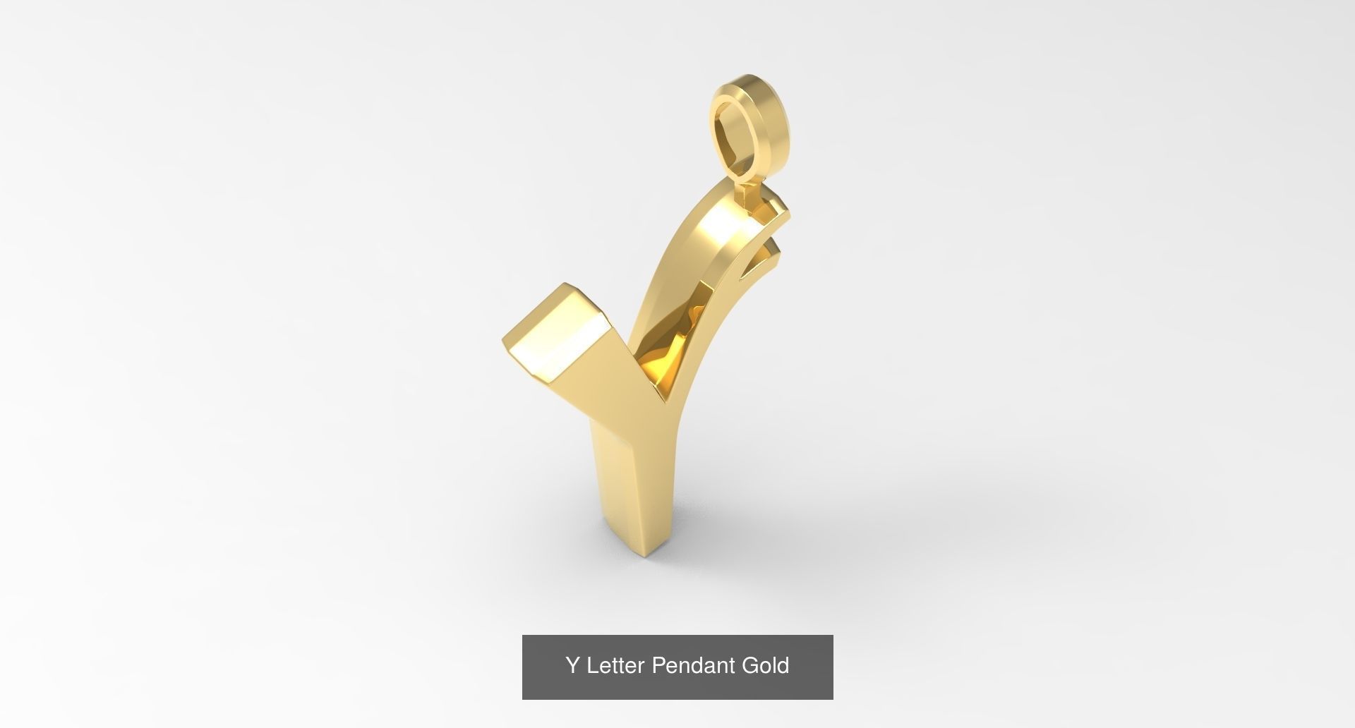 A to Z alphabetical pendants gold 3D Model Collection_28