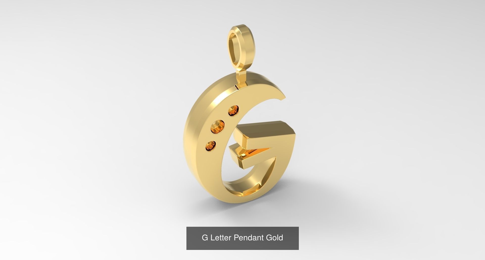 A to Z alphabetical pendants gold 3D Model Collection_10
