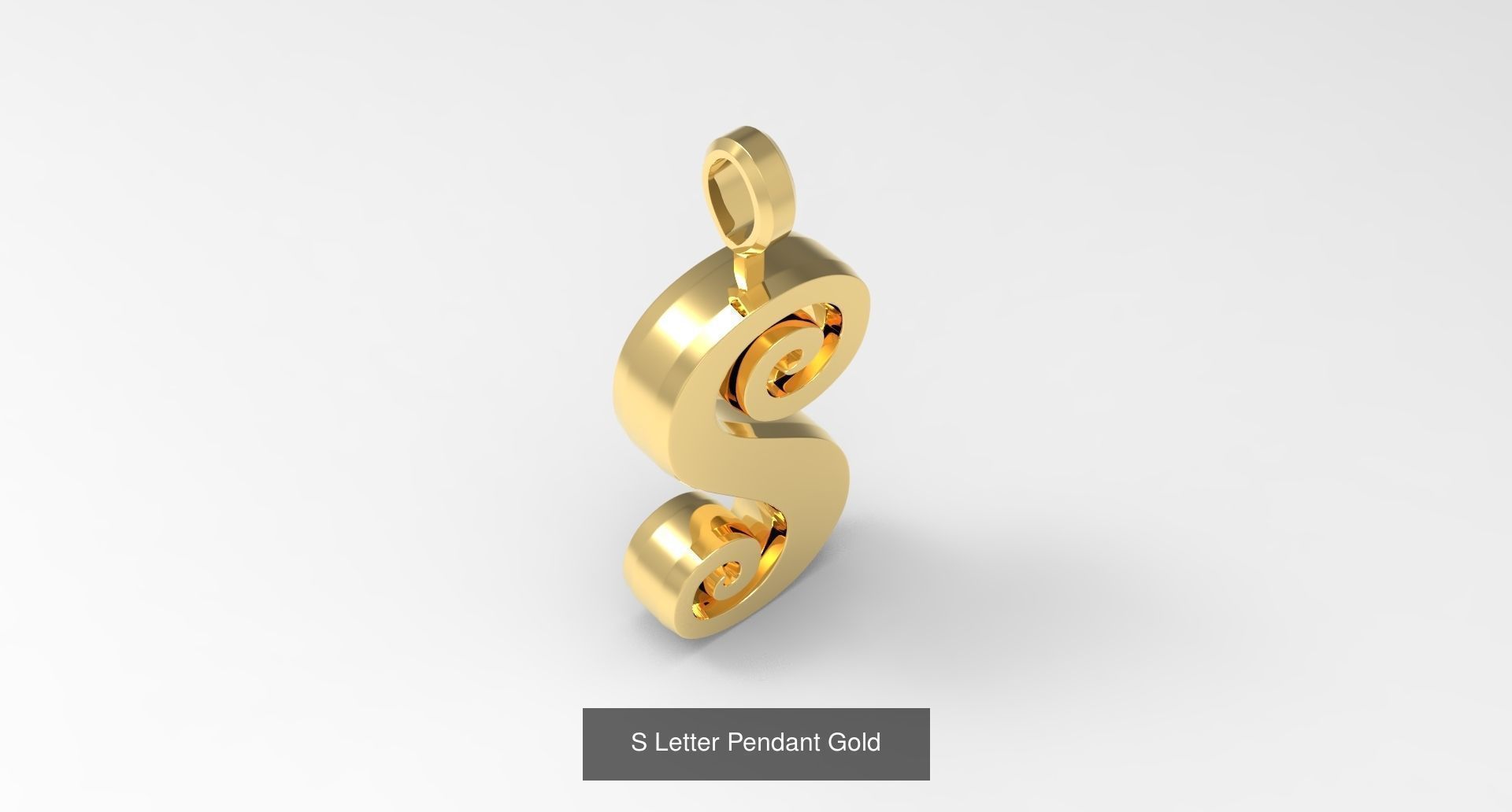 A to Z alphabetical pendants gold 3D Model Collection_22