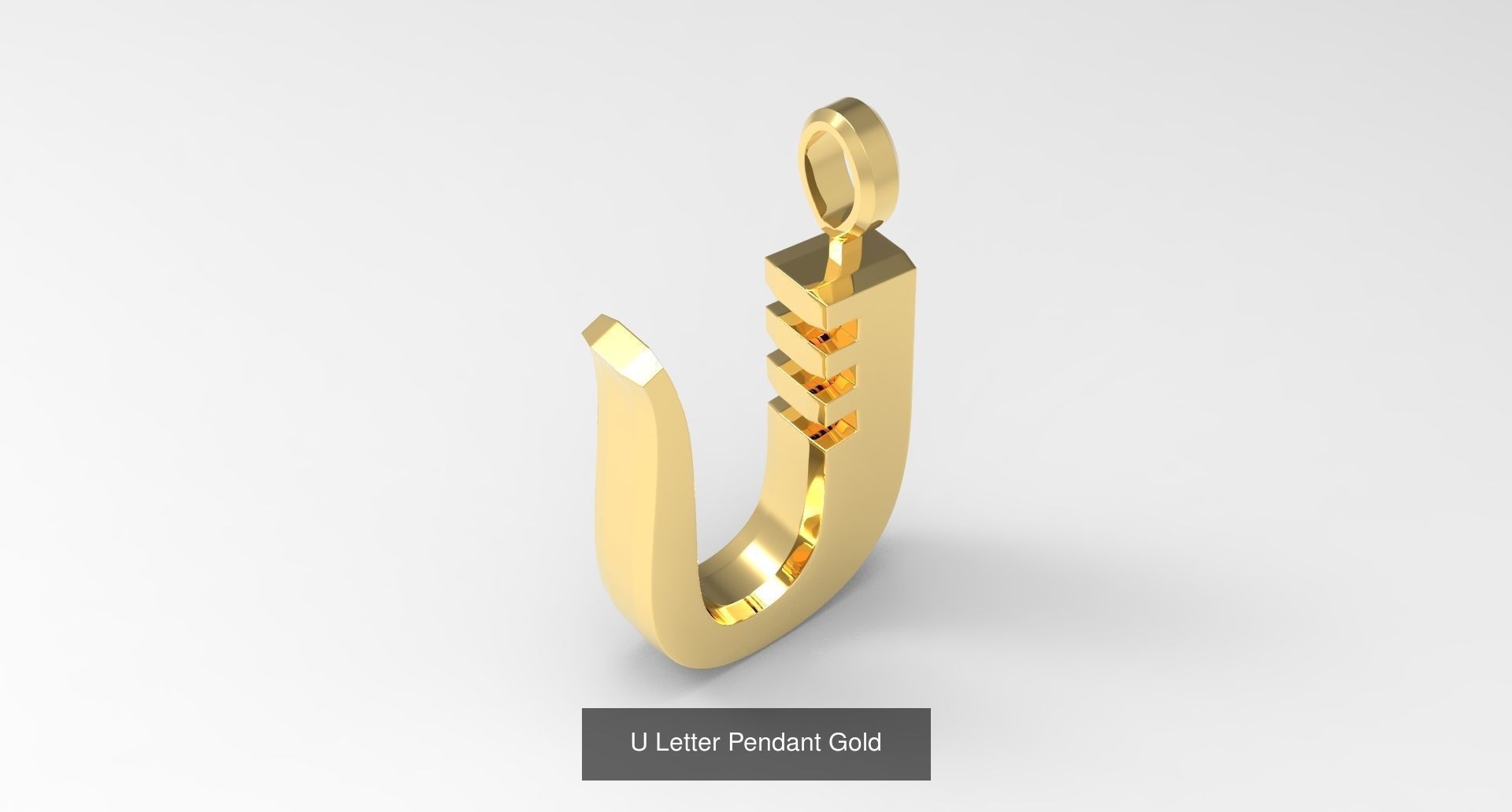 A to Z alphabetical pendants gold 3D Model Collection_24