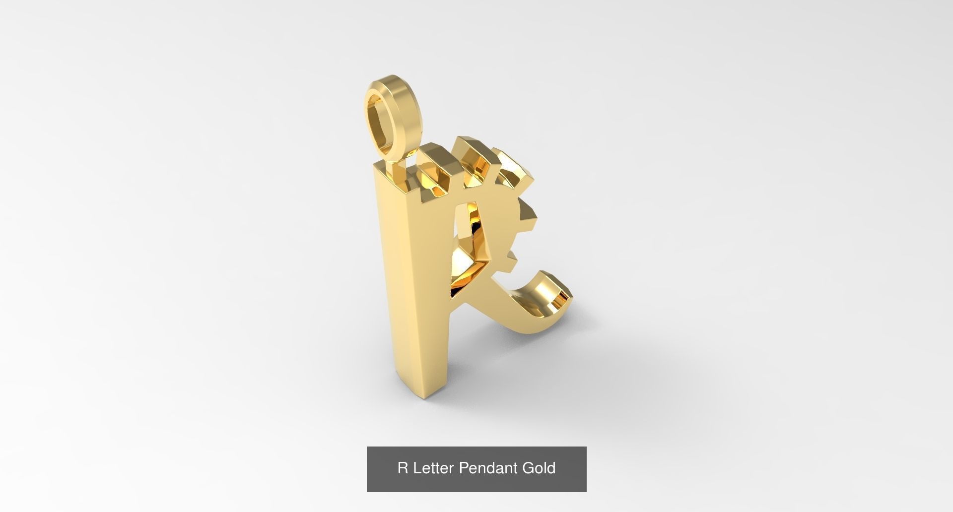A to Z alphabetical pendants gold 3D Model Collection_21