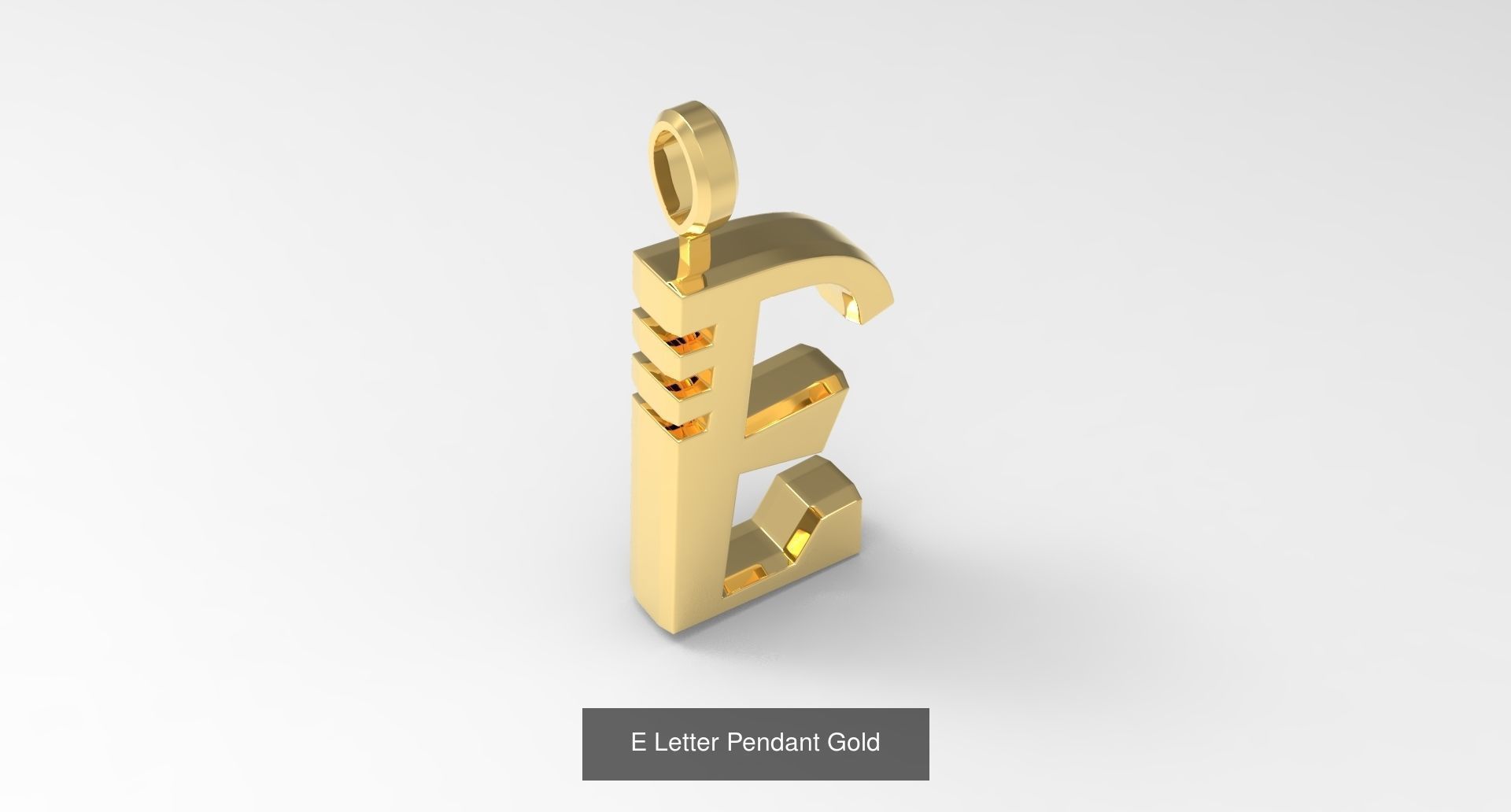 A to Z alphabetical pendants gold 3D Model Collection_8