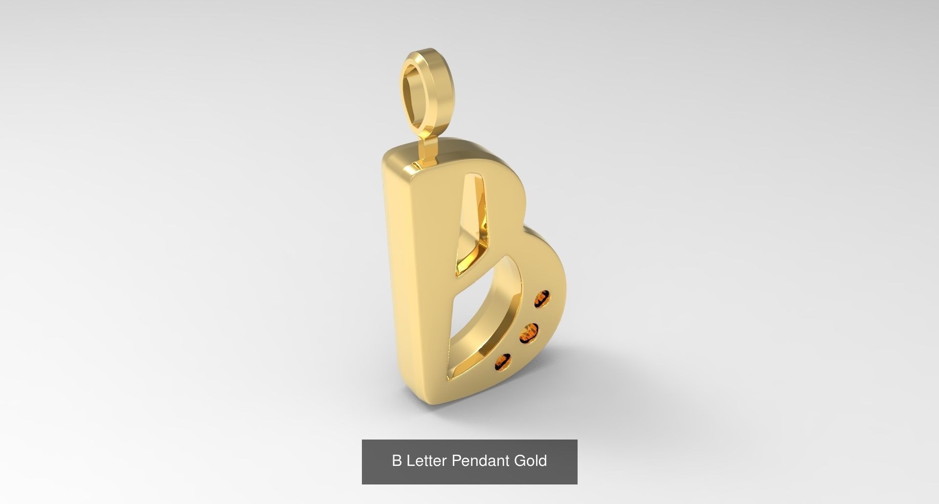 A to Z alphabetical pendants gold 3D Model Collection_5