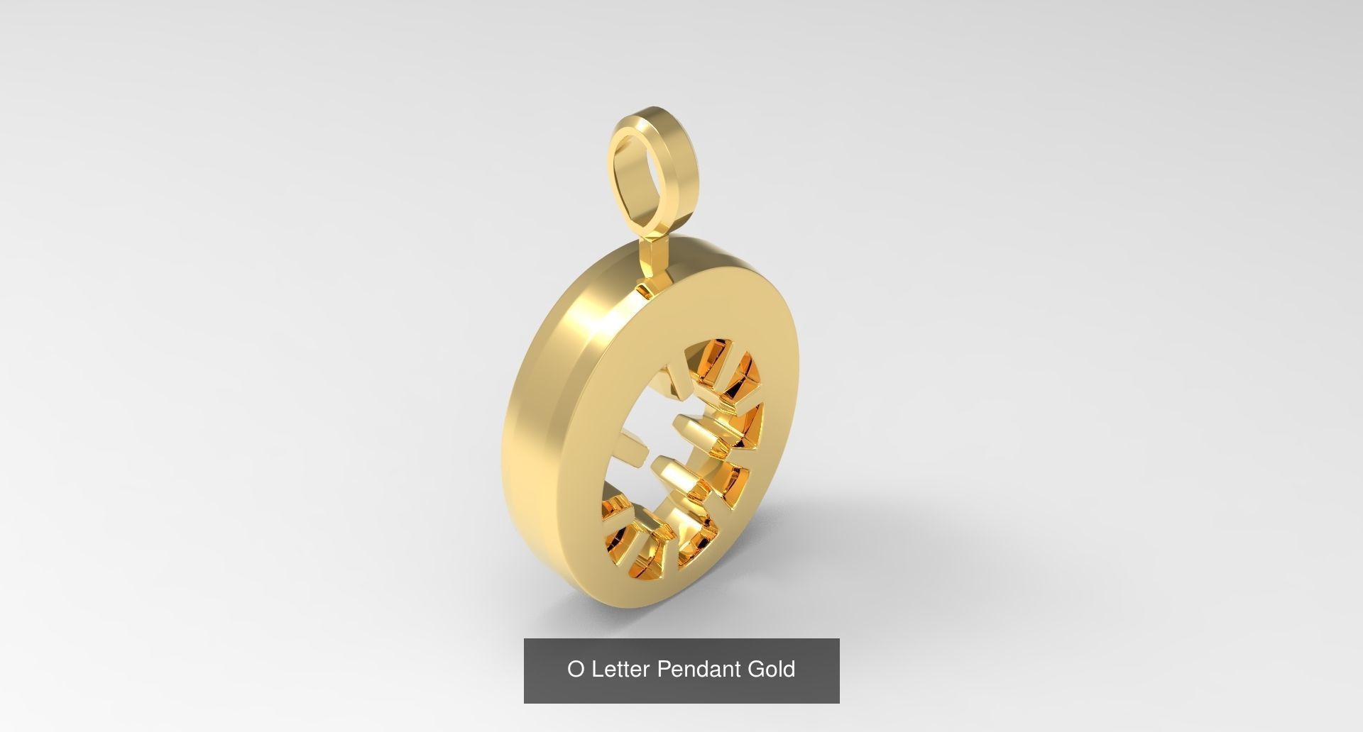 A to Z alphabetical pendants gold 3D Model Collection_18