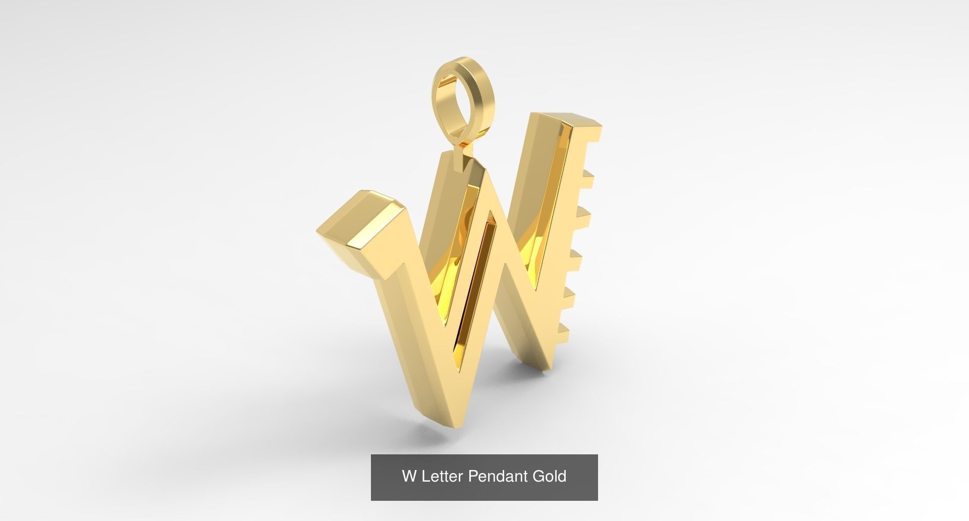 A to Z alphabetical pendants gold 3D Model Collection_26