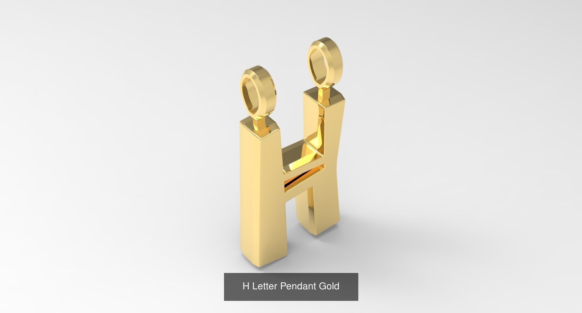 A to Z alphabetical pendants gold 3D Model Collection_11
