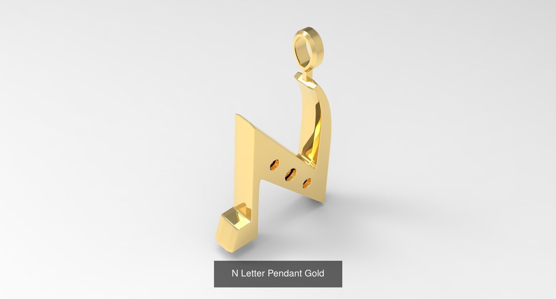 A to Z alphabetical pendants gold 3D Model Collection_17