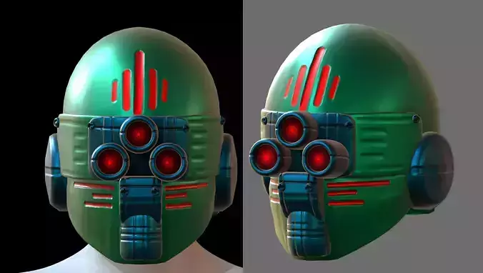 Gas mask helmet 3d model scifi Low-poly 