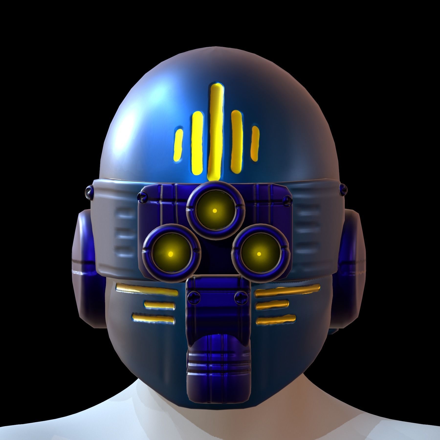 Gas mask helmet 3d model scifi Low-poly Low-poly 3D model_1